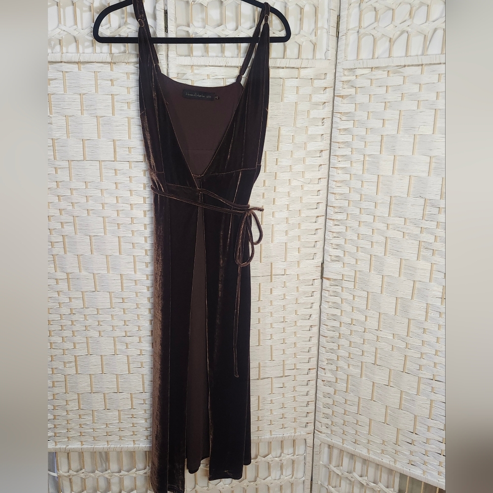 House Of Harlow- Velvet Brown Sleeveless Wrap Dress M